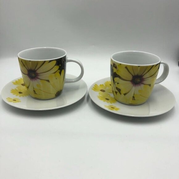 Loveramics Flowertime Set of 2 Teacups and Saucers Sunflower Theme Ceramic Mugs - Picture 7 of 12